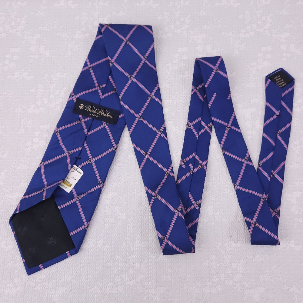Brooks Brothers Silk Tie Blue Pink Stripes 58" x 3.75" - Picture 3 of 5